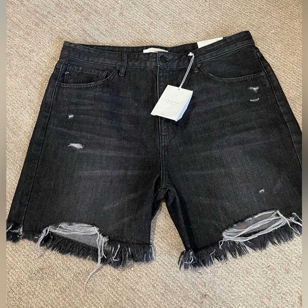 Black denim shorts